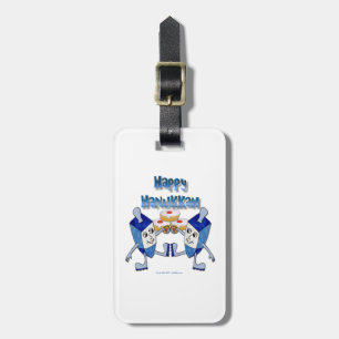 Hanukkah Dancing Dreidels en Jelly Doughnuts Bagagelabel