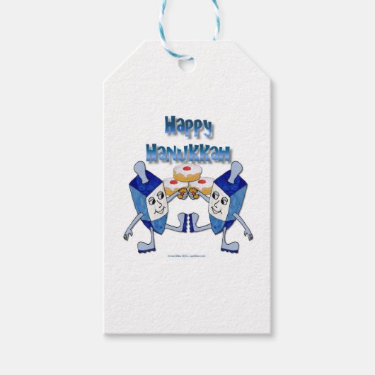 Hanukkah Dancing Dreidels en Jelly Doughnuts Cadeaulabel (Voorkant)