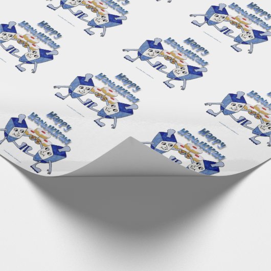 Hanukkah Dancing Dreidels en Jelly Doughnuts Cadeaupapier (Hoek)