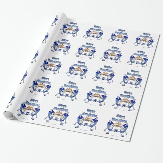 Hanukkah Dancing Dreidels en Jelly Doughnuts Cadeaupapier (Uitgerold)