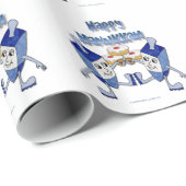 Hanukkah Dancing Dreidels en Jelly Doughnuts Cadeaupapier (Rol Hoek)
