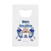 Hanukkah Dancing Dreidels en Jelly Doughnuts Creditkaart Flessenopener (Voorkant)