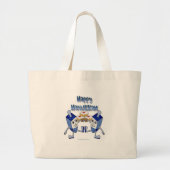 Hanukkah Dancing Dreidels en Jelly Doughnuts Grote Tote Bag (Voorkant)