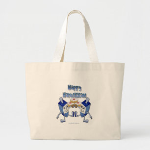 Hanukkah Dancing Dreidels en Jelly Doughnuts Grote Tote Bag