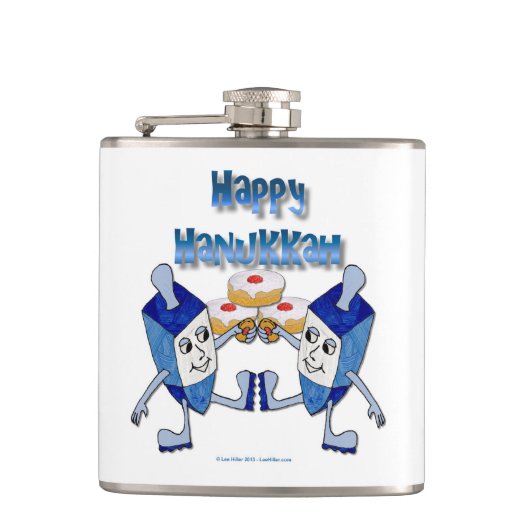 Hanukkah Dancing Dreidels en Jelly Doughnuts Heupfles (Voorkant)