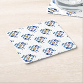 Hanukkah Dancing Dreidels en Jelly Doughnuts Kartonnen Onderzetters (Schuin)