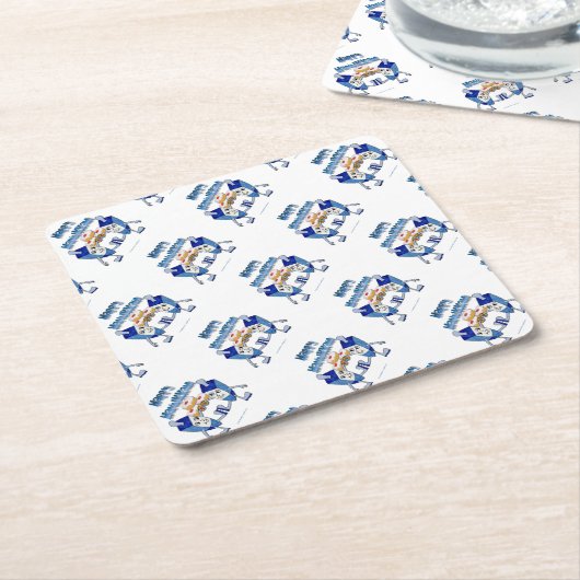 Hanukkah Dancing Dreidels en Jelly Doughnuts Kartonnen Onderzetters (Schuin)