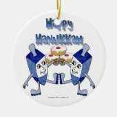 Hanukkah Dancing Dreidels en Jelly Doughnuts Keramisch Ornament (Voorkant)