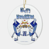 Hanukkah Dancing Dreidels en Jelly Doughnuts Keramisch Ornament (Links)