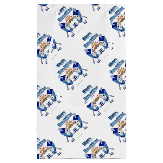 Hanukkah Dancing Dreidels en Jelly Doughnuts Klein Cadeauzakje (Achterkant)