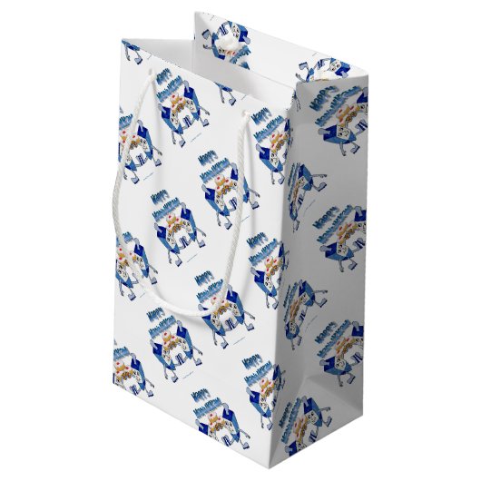 Hanukkah Dancing Dreidels en Jelly Doughnuts Klein Cadeauzakje (Achterkant Gekanteld)