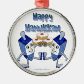 Hanukkah Dancing Dreidels en Jelly Doughnuts Metalen Ornament (Voorkant)
