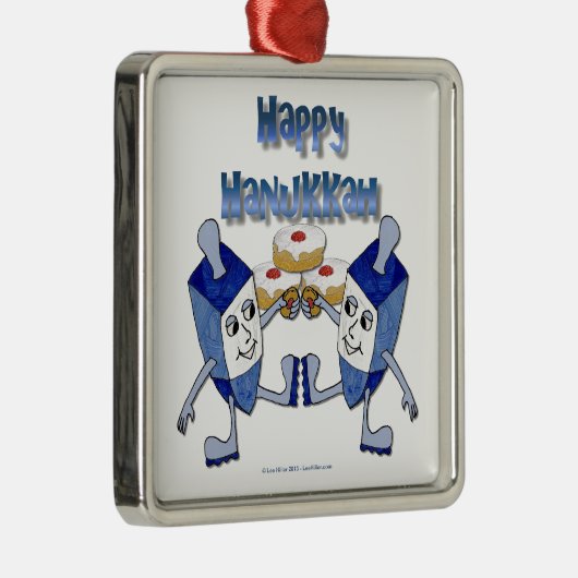 Hanukkah Dancing Dreidels en Jelly Doughnuts Metalen Ornament (Rechts)