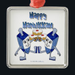 Hanukkah Dancing Dreidels en Jelly Doughnuts Metalen Ornament<br><div class="desc">U bekijkt het Lee Hiller Design Collectie van Home en Kantoor Decor,  Apparel,  Gifts en Collectibles. De Design zijn onder meer Lee Hiller Photography en Mixed Media Digital Art Collectie. Je kunt haar Natuur fotografie uitzichten op http://HikeOurPlanet.com/ en haar wandelende blog volgen in Hot Springs National Park.</div>