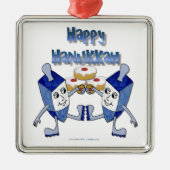 Hanukkah Dancing Dreidels en Jelly Doughnuts Metalen Ornament (Voorkant)