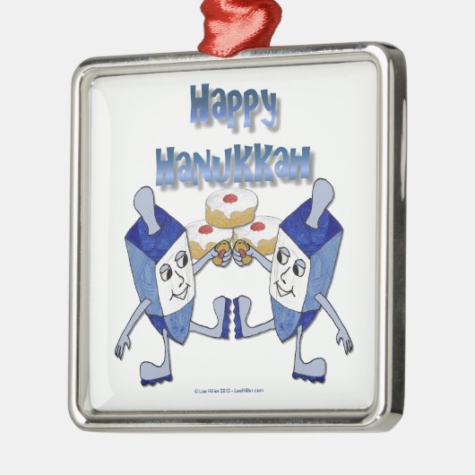 Hanukkah Dancing Dreidels en Jelly Doughnuts Metalen Ornament (Links)