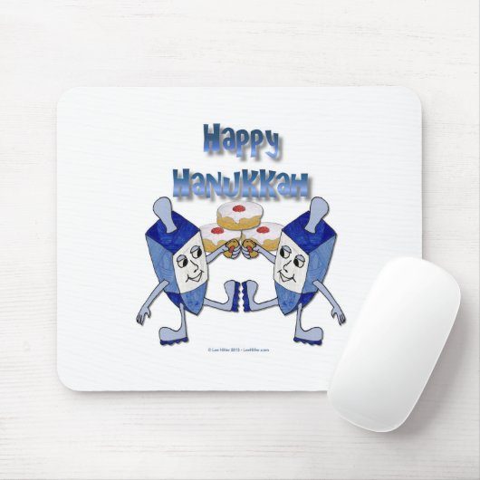 Hanukkah Dancing Dreidels en Jelly Doughnuts Muismat (Met muis)