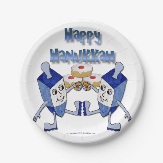 Hanukkah Dancing Dreidels en Jelly Doughnuts Papieren Bordje (Voorkant)