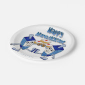 Hanukkah Dancing Dreidels en Jelly Doughnuts Papieren Bordje (Gekanteld)
