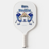 Hanukkah Dancing Dreidels en Jelly Doughnuts Pickleball Paddle (Achterkant)