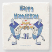 Hanukkah Dancing Dreidels en Jelly Doughnuts Stenen Onderzetter (Voorkant)