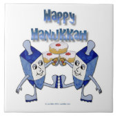 Hanukkah Dancing Dreidels en Jelly Doughnuts Tegeltje (Voorkant)