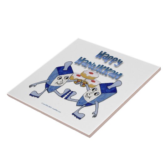 Hanukkah Dancing Dreidels en Jelly Doughnuts Tegeltje (Zijkant)