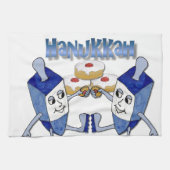 Hanukkah Dancing Dreidels en Jelly Doughnuts Theedoek (Horizontaal)