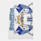 Hanukkah Dancing Dreidels en Jelly Doughnuts Theedoek (Verticaal)