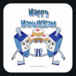 Hanukkah Dancing Dreidels en Jelly Doughnuts Vierkante Sticker<br><div class="desc">Je bekijkt de Lee Hiller-fotografie en het Design-Collectie van Home and Kantoor Decor,  Apparel,  Gifts en Collectibles. De Design zijn onder meer Lee Hiller Photography en Mixed Media Digital Art Collectie. Je kunt haar Natuur fotografie uitzichten op http://HikeOurPlanet.com/ en haar wandelende blog volgen in Hot Springs National Park.</div>