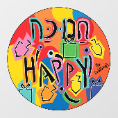 Hanukkah Dancing Dreidels Window Cling Raamsticker (Vel)