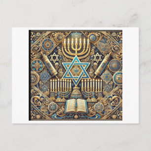 Hanukkah Dankkaart Joodse Menorah Feestdag Briefkaart