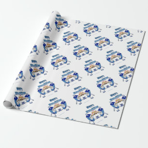 Hanukkah Dansende Dreidels en Gelei Donuts Cadeaupapier