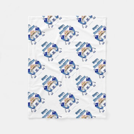 Hanukkah Dansende Dreidels en Gelei Donuts Fleece Deken (Voorkant)