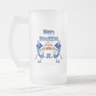 Hanukkah Dansende Dreidels en Gelei Donuts Matglas Bierpul