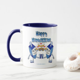 Hanukkah Dansende Dreidels en Gelei Donuts Mok