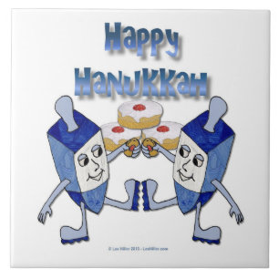 Hanukkah Dansende Dreidels en Gelei Donuts Tegeltje