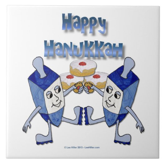Hanukkah Dansende Dreidels en Gelei Donuts Tegeltje (Voorkant)