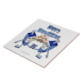 Hanukkah Dansende Dreidels en Gelei Donuts Tegeltje (Zijkant)