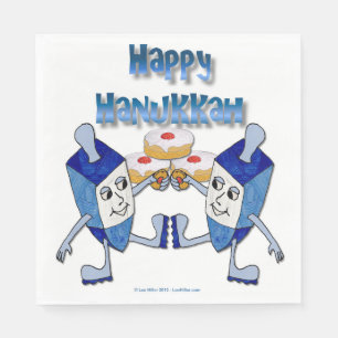 Hanukkah Dansende Dreidels en Geleiaardonkens Servetten