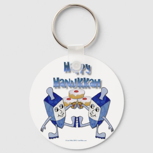 Hanukkah Dansende Dreidels en Geleiaardonkens Sleutelhanger (Voorkant)