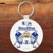Hanukkah Dansende Dreidels en Geleiaardonkens Sleutelhanger (Voorkant)