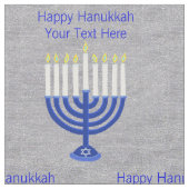Hanukkah Dark Blue Menorah Faux Silver Crafts Stof (Close Up)