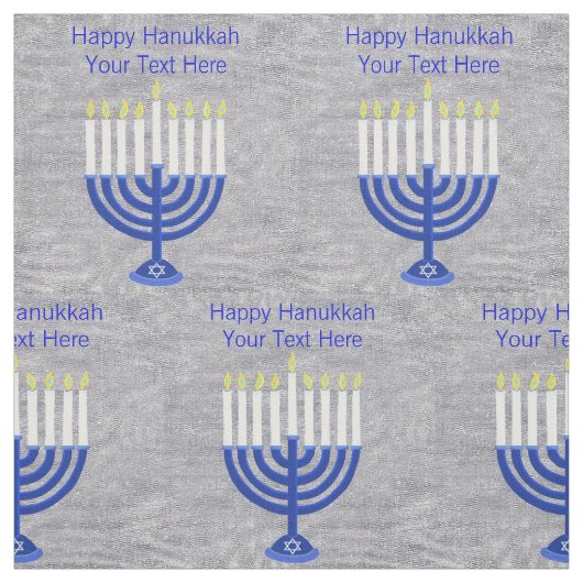 Hanukkah Dark Blue Menorah Faux Silver Crafts Stof (Swatch)