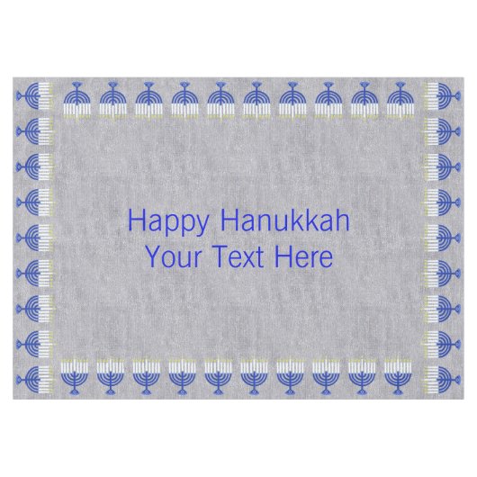 Hanukkah Dark Blue Menorah Silver Home Decor Tafelkleed (Voorkant (Horizontaal))