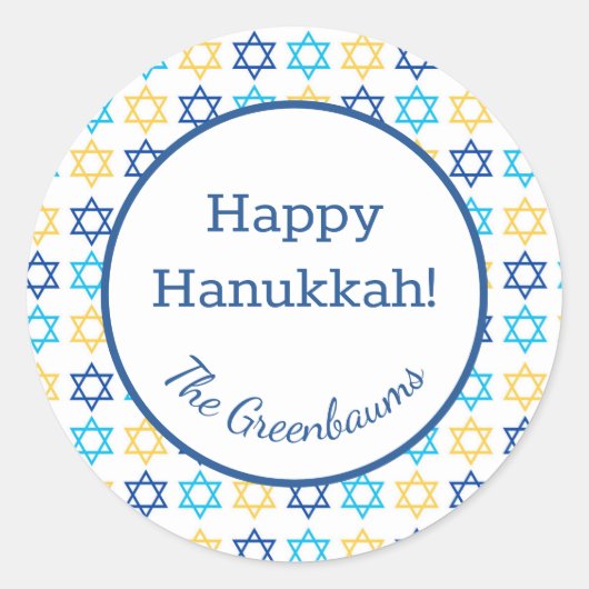 Hanukkah Davidster Ronde Sticker (Voorkant)