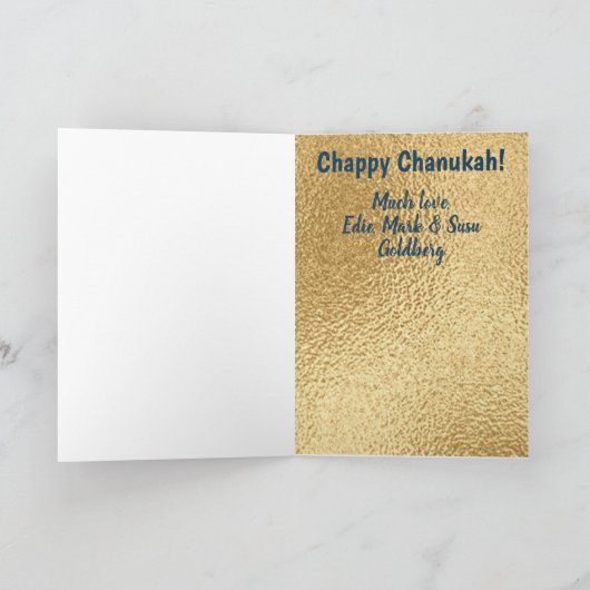 Hanukkah Define Dreidel Gold and Navy Feestdagen Kaart (Binnen)