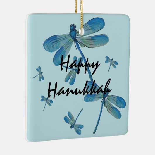 Hanukkah Delicate Blue Dragonfly Origineel schilde Keramisch Ornament (Rechts)