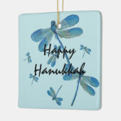 Hanukkah Delicate Blue Dragonfly Origineel schilde Keramisch Ornament (Links)