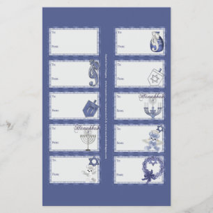 Hanukkah Design 2 Gift Labels op een pagina - 10 D Flyer